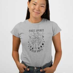 Free Spirit Wild Sould T-Shirt Damen Spiritual Nature T-Shirt Tiermotiv Frau Shirt Geschenk