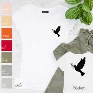 Friedenstaube, Bio Shirt, Dove Of Peace, T-Shirt Damen, Girlie, Women, Statement Geschenk, Gift