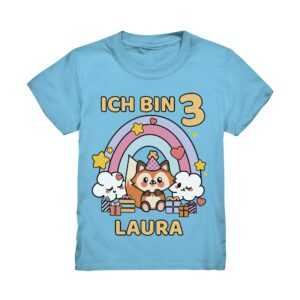 Fuchs Geburtstagsshirt 3. 4. 5. 6. 7. 8. Geburtstag Mädchen Jungen T-Shirt Namen Personalisiert Regenbogen Kindergeburtstag Kinder Shirt