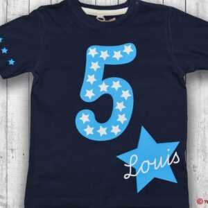 Geburtstagsshirt Für Kinder | Zahlenshirt Namen & Geburtsjahr T-Shirt Zum Geburtstag Jungs Mit Sternen