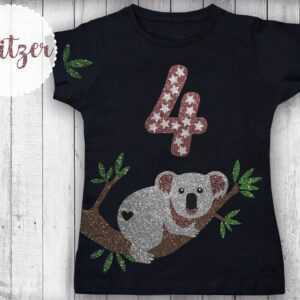 Geburtstagsshirt Koala T-Shirt Geburtstag Glitzer | Geschenk Mädchen Australien Panda Faultier Shirt