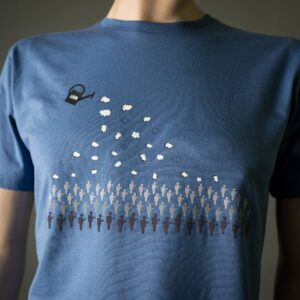 Gehirn T-Shirt Gehirnregen Auf Handy Süchtige Bio Shirt Für Männer in Blau Mit Motiv Aus Flock Lustiges T-Shirt Smartphone Zombies