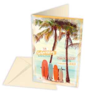 Glückwunschkarte zum Geburtstag, Surfboards, Strand, Glücksmomente 1 Stk.