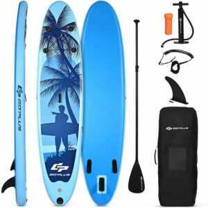 Goplus - Aufblasbares Surfbrett, 305 x 76 x 15 cm Stand Up Paddle Board mit Pumpe, SUP Board mit160-210 cm Verstellbarem Paddel, Surfboard mit Finne