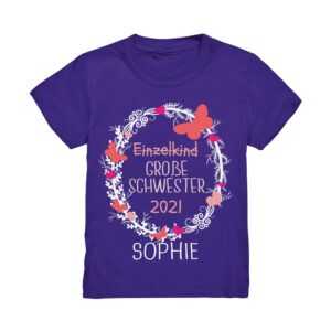 Große Schwester 2020 2021 T-Shirt Blumenkranz Personalisiert Einzelkind Geschenk Babyparty Baby Shower Ankündigung Schwangerschaft Mit Namen