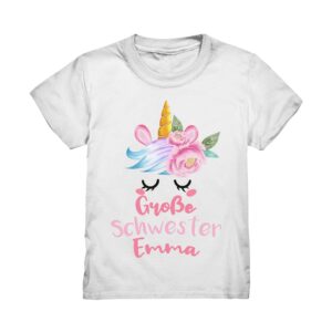 Große Schwester 2020 2021 T-Shirt Personalisiert Einhorn Unicorn Geschenk Geburt Babyparty Baby Shower Ankündigung Schwangerschaft Mit Namen