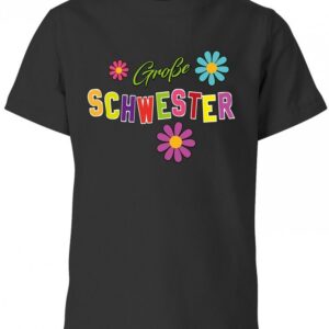 Große Schwester - Blumen Kinder T-Shirt