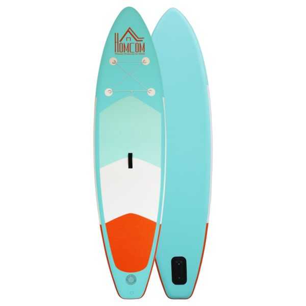 HOMCOM Aufblasbares Surfbrett mit Paddel grün, orange, weiß 305 x 76 x 15 cm (LxBxH) Surfboard inkl. Ausrüstung Board aufblasbar Strand
