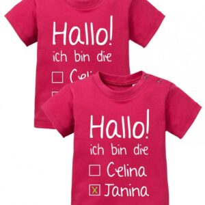 Hallo Ich Bin Die Angekreuzt Wunschnamen Mädchen - Zwillinge 2 Stk. Baby T-Shirt