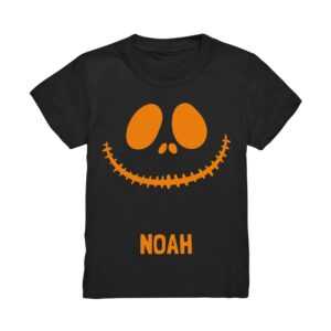Halloween T-Shirt Mit Name Personalisiert Für Kinder Kürbis Gesicht Als Diy Kostüm Verkleidung Die Halloween-Party Mädchen Jungen