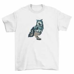 Herren T-Shirt -Owl drawing in weiss M (48)