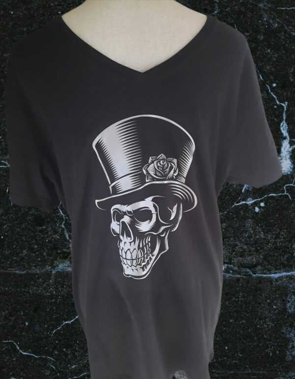 Herren T-Shirt Totenkopf Mit Hut