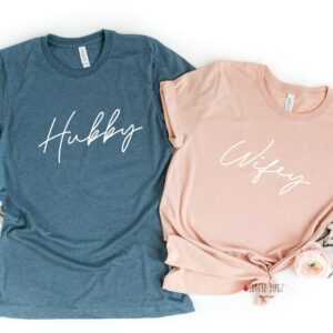 Hubby Wifey T-Shirts, Paar Passende Ehefrau Ehemann Shirts, Muttertag Geschenk, Hochzeitsgeschenk