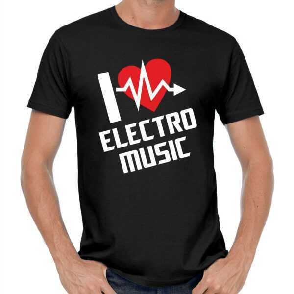 I Love Electro Music Musik Club Dj Edm House Techno Trance Electronic Party Feier Festival Disco Clubbing Spaß Fun Heart Herz T-Shirt