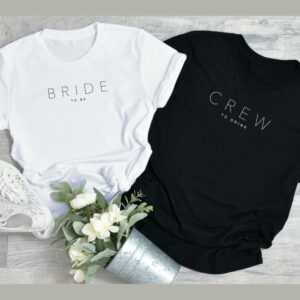 Jga T-Shirt Bride & Crew"" Schlicht Modern Hochzeit Geschenk Freunde Bachelorette Individuell Damen Verlobung [Dajgts-1017]"""