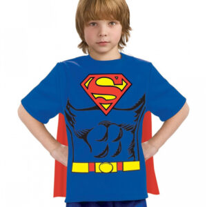 Kinder Superman T-Shirt Superhelden Kostüm für Kinder M