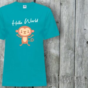 Kinder T-Shirt Hello World Affe"" Shirt Jungen Mädchen Baby Kind"""