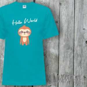 Kinder T-Shirt Hello World Faultier"" Shirt Jungen Mädchen Baby Kind"""