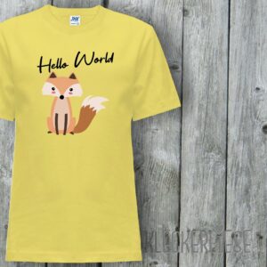 Kinder T-Shirt Hello World Fuchs"" Shirt Jungen Mädchen Baby Kind"""