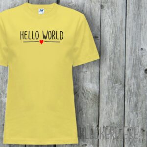 Kinder T-Shirt Hello World Herz"" Shirt Jungen Mädchen Baby Kind"""