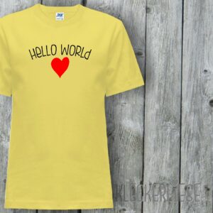 Kinder T-Shirt Hello World Herz"" Shirt Jungen Mädchen Baby Kind"""