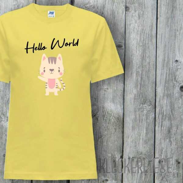 Kinder T-Shirt Hello World Katze"" Shirt Jungen Mädchen Baby Kind"""