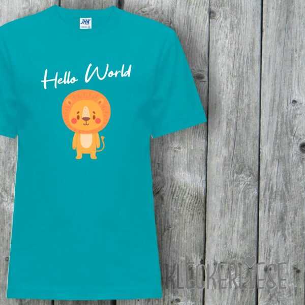 Kinder T-Shirt Hello World Löwe"" Shirt Jungen Mädchen Baby Kind"""