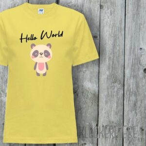 Kinder T-Shirt Hello World Pandabär"" Shirt Jungen Mädchen Baby Kind"""