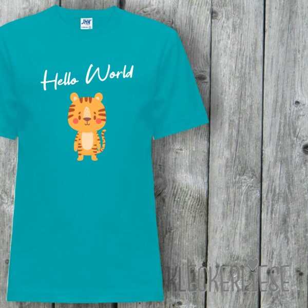 Kinder T-Shirt Hello World Tiger"" Shirt Jungen Mädchen Baby Kind"""