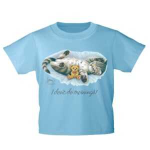 Kinder T-Shirt Mit Print Cat Katze I Dont Do Mornings Ka070/1 Gr. 128-164 Versch. Farben Zur Wahl