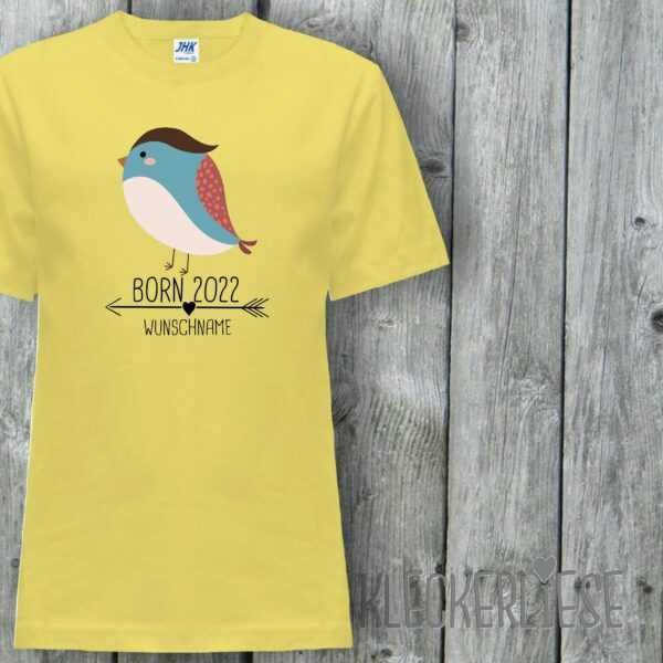 Kinder T-Shirt Mit Wunschname Born 2022 Tiermotiv Pfeil Name Text Vogel"" Shirt Jungen Mädchen Baby Kind"""