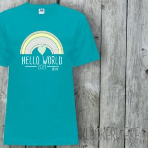 Kinder T-Shirt Mit Wunschname Hello World 2021 Wunschname"" Shirt Jungen Mädchen Baby Kind"""