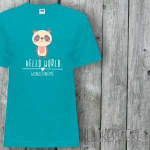Kinder T-Shirt Mit Wunschname Hello World Pandabär Wunschname"" Shirt Jungen Mädchen Baby Kind"""