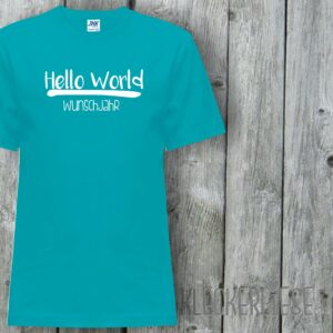 Kinder T-Shirt Mit Wunschname Hello World Wunschjahr"" Shirt Jungen Mädchen Baby Kind"""