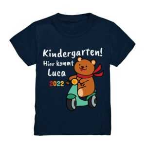Kindergarten 2022 T-Shirt Anfang Start Bär Kindergartenkind Kita Shirt Outfit Geschenk Name Personalisiert Jungs Jungen Mädchen Wunschname