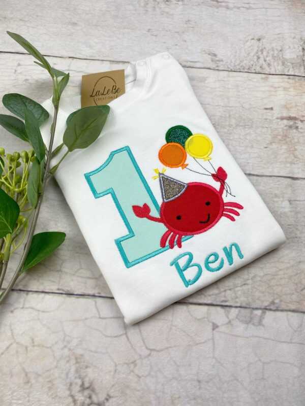 Krebs Geburtstagsshirt Kinder Meer Motiv T-Shirt Mit Zahl Und Name Personalisierbar/ Geburtstag Junge Mädchen Shirt