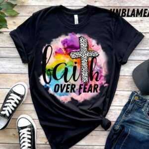 Kreuz Shirt, Glaube Über Angst Frauen Christliches Christliches T-Shirt, Handgemachtes Shirts Für Frauen, Motivationsshirt