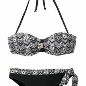 LASCANA Bügel-Bandeau-Bikini mit grafischem schwarz-weiß Design