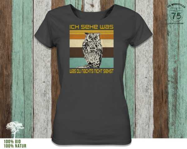 Ladies Shirt Eule"" | Organic Bio Mehrfarbiger Print - Natur T-Shirt Geschenkidee Outdoor Naturliebhaber Wildtierprint -Owl"""