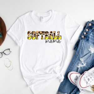 Leopard Softball Mama Shirt, T-Shirt, T-Shirts, Shirts