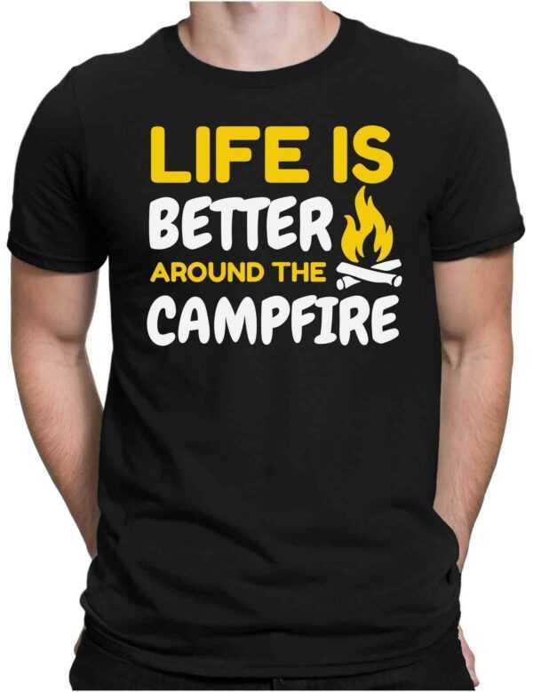 Life Is Better Campfire - Herren Fun T-Shirt Bedruckt Small Bis 4xl Papayana