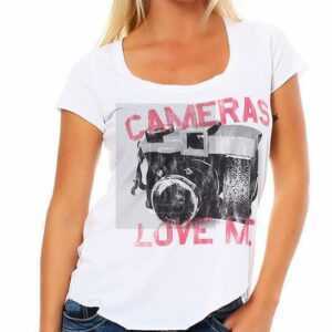 Local Celebrity Damen T-Shirt Kurzarmshirt Shirt CAMERAS LOVE ME