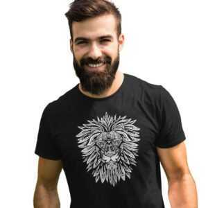 Löwe Herren T-Shirt Mandala Alternativ Shirt Mann Wildtiere Natur Geometrisch