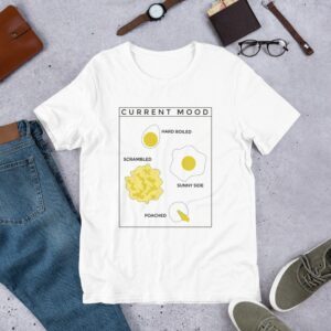 Lustige Ei T-Shirt, Rührei Eier, Frühstück, Fried Ei, Stimmung, Feinschmecker Geschenk, Kurzarm, Unisex, T-Shirt