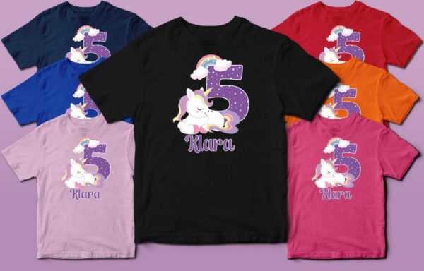 Mädchen 5. Geburtstagsshirt Einhorn Unicorn"" 5Ter Fünfter Fünf T-Shirt Geschenk Personalisierbar | In 7 Farben Erhältlich"""