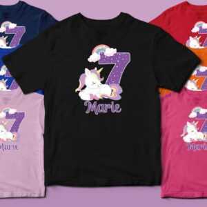 Mädchen 7. Geburtstagsshirt Einhorn Unicorn"" 7Ter Siebter Sieben T-Shirt Geschenk Personalisierbar | In 7 Farben Erhältlich"""