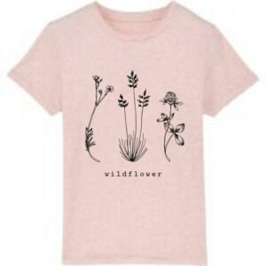 Mädchen T-Shirt Bedruckt Wildblume, Geschenk Geburtstag Mädchen, Familienoutfit, Partnerlook Mama Tochter