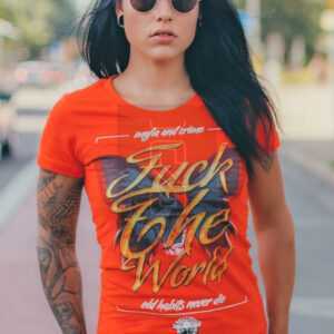 Mafia and Crime Damen T-Shirt FUCK THE WORLD - rot