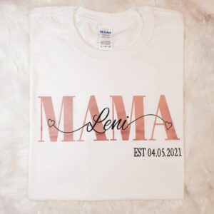 Mama Mit Kindernamen Und Geburtsjahr , Mama T-Shirt Personalisiert Geschenk Für T-Shirt, Mom Shirt, Frauen T-Shirt