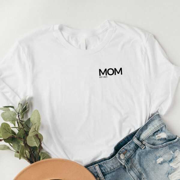 Mama T-Shirt Mom Est."" Personalisierbar Geschenk Familie Individuell Damen Geburt Schlicht Ostergeschenk [Fadats-1006]"""